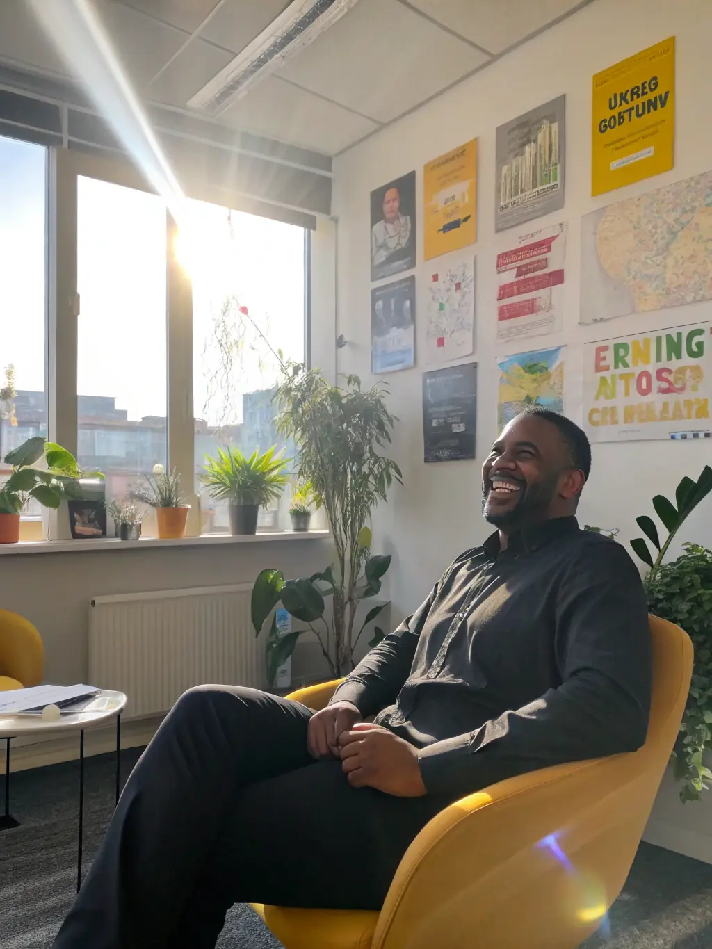 A person celebrating a success with a coach, representing achievement and support, ideal for an executive coaching service.