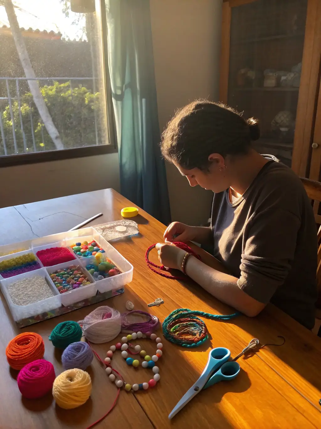 A person working on a vision board, representing goal setting and visualization, suitable for a life coaching service.
